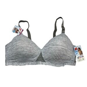 Hanes‎ Bra Womens 3XL T Shirt Heathered Gray Oh So Light Wireless Comfort Lounge